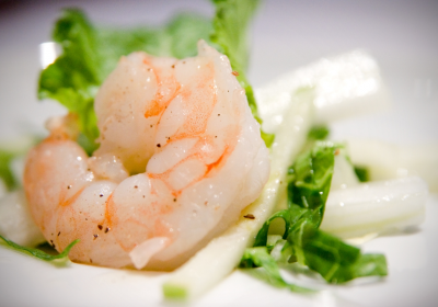 Salade van paksoi en gamba